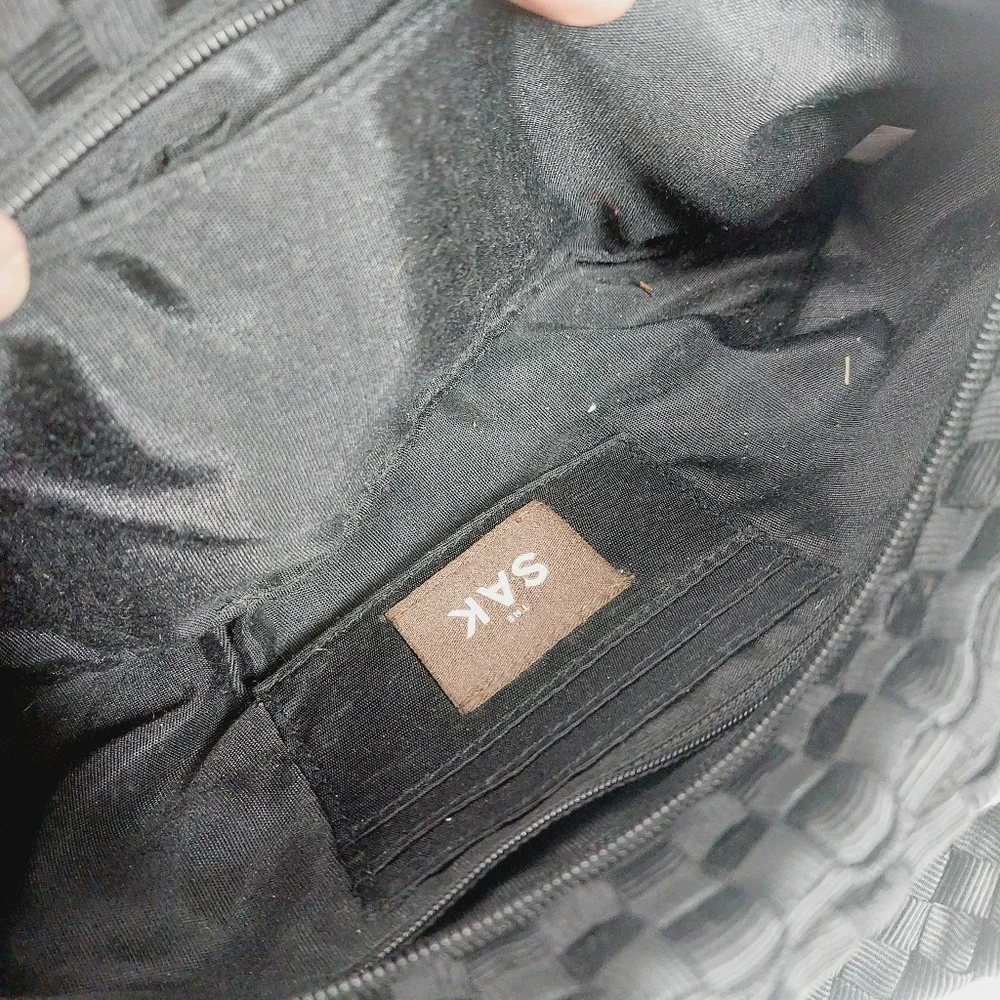 The SAK Baguette Purse Bag Black Crochet Woven Handbag Shoulder Bag 1014 - Picture 10 of 15